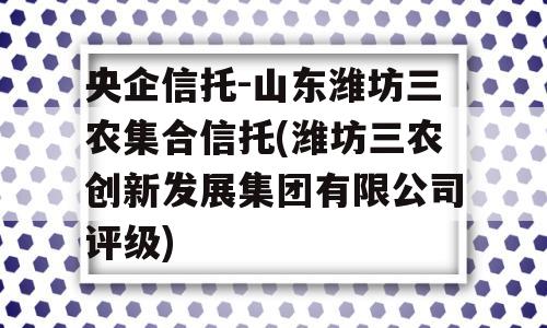 央企信托-山东潍坊三农集合信托(潍坊三农创新发展集团有限公司评级)