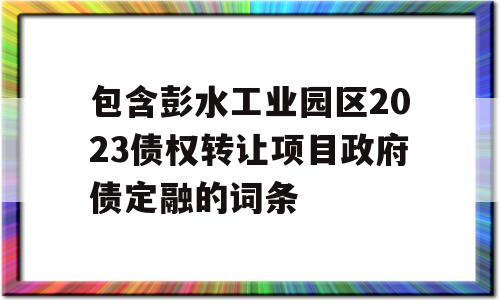 包含彭水工业园区2023债权转让项目政府债定融的词条