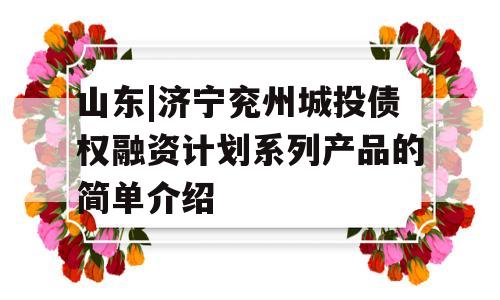 山东|济宁兖州城投债权融资计划系列产品的简单介绍