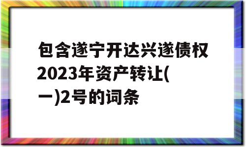 包含遂宁开达兴遂债权2023年资产转让(一)2号的词条