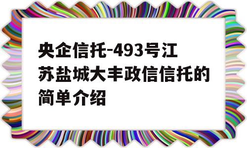 央企信托-493号江苏盐城大丰政信信托的简单介绍