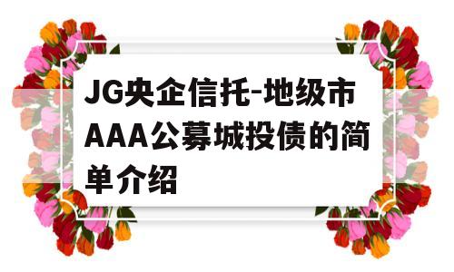 JG央企信托-地级市AAA公募城投债的简单介绍