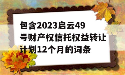 包含2023启云49号财产权信托权益转让计划12个月的词条