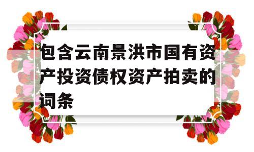 包含云南景洪市国有资产投资债权资产拍卖的词条