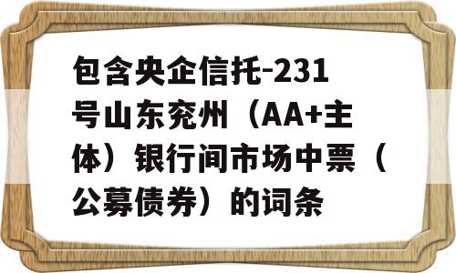 包含央企信托-231号山东兖州（AA+主体）银行间市场中票（公募债券）的词条