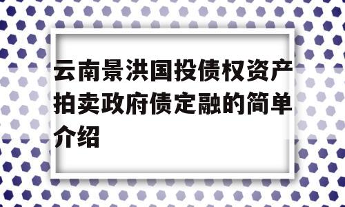 云南景洪国投债权资产拍卖政府债定融的简单介绍