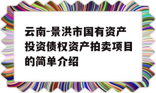 云南-景洪市国有资产投资债权资产拍卖项目的简单介绍