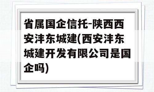 省属国企信托-陕西西安沣东城建(西安沣东城建开发有限公司是国企吗)