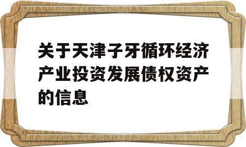 关于天津子牙循环经济产业投资发展债权资产的信息