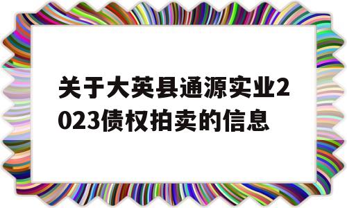 关于大英县通源实业2023债权拍卖的信息