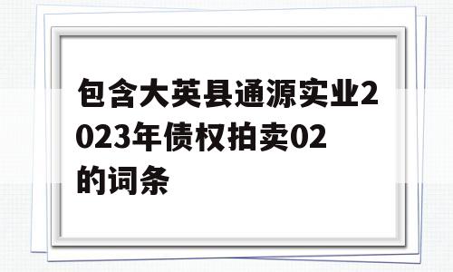 包含大英县通源实业2023年债权拍卖02的词条