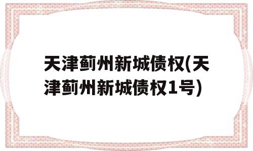 天津蓟州新城债权(天津蓟州新城债权1号)