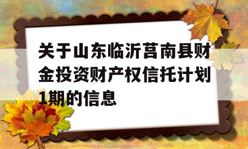 关于山东临沂莒南县财金投资财产权信托计划1期的信息