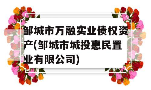 邹城市万融实业债权资产(邹城市城投惠民置业有限公司)