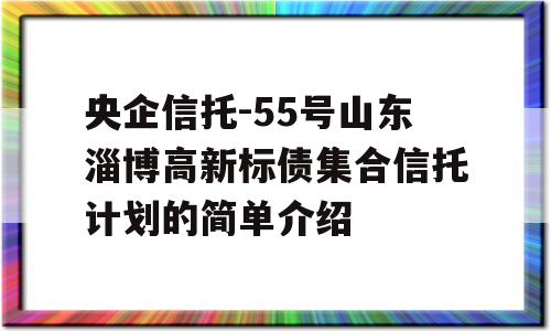 央企信托-55号山东淄博高新标债集合信托计划的简单介绍