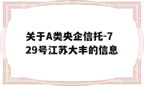 关于A类央企信托-729号江苏大丰的信息