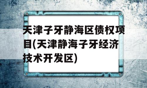 天津子牙静海区债权项目(天津静海子牙经济技术开发区)