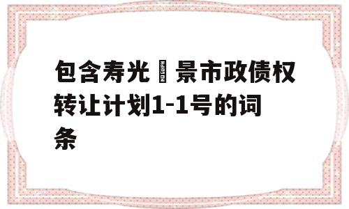 包含寿光昇景市政债权转让计划1-1号的词条