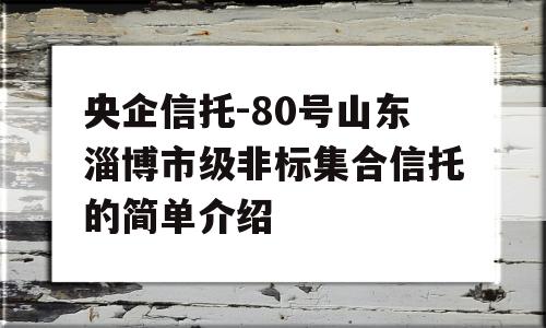 央企信托-80号山东淄博市级非标集合信托的简单介绍