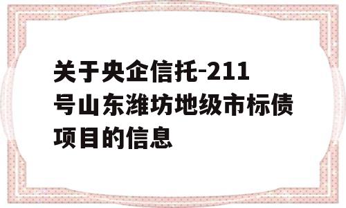 关于央企信托-211号山东潍坊地级市标债项目的信息