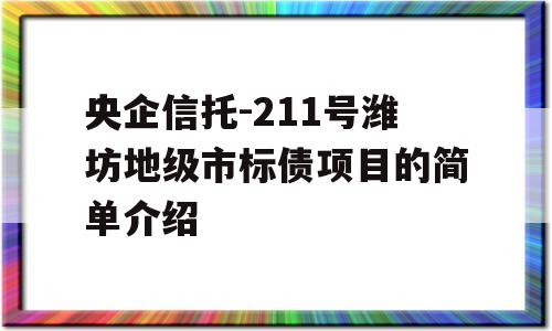 央企信托-211号潍坊地级市标债项目的简单介绍