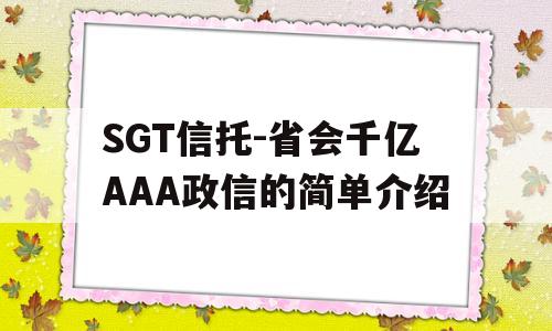 SGT信托-省会千亿AAA政信的简单介绍