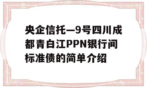 央企信托—9号四川成都青白江PPN银行间标准债的简单介绍