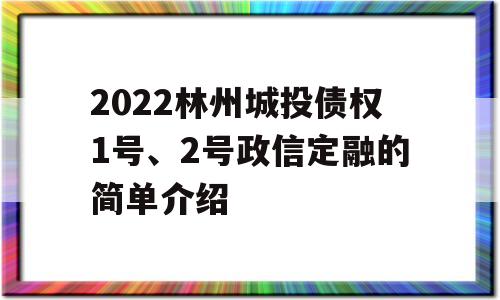 2022林州城投债权1号、2号政信定融的简单介绍