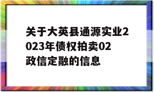 关于大英县通源实业2023年债权拍卖02政信定融的信息