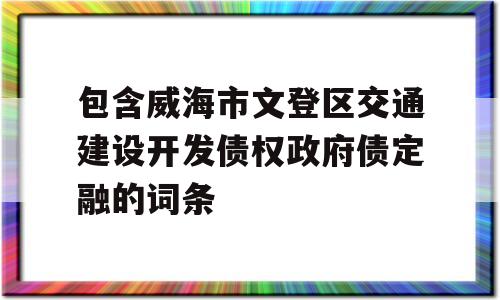 包含威海市文登区交通建设开发债权政府债定融的词条