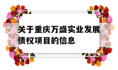 关于重庆万盛实业发展债权项目的信息