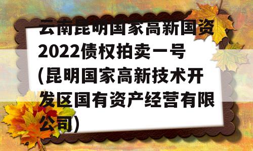 云南昆明国家高新国资2022债权拍卖一号(昆明国家高新技术开发区国有资产经营有限公司)