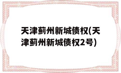 天津蓟州新城债权(天津蓟州新城债权2号)