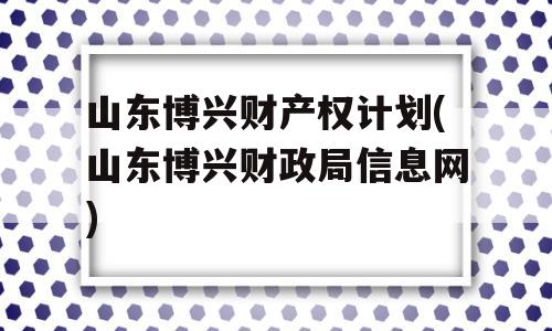 山东博兴财产权计划(山东博兴财政局信息网)