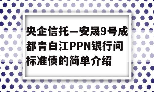 央企信托—安晟9号成都青白江PPN银行间标准债的简单介绍