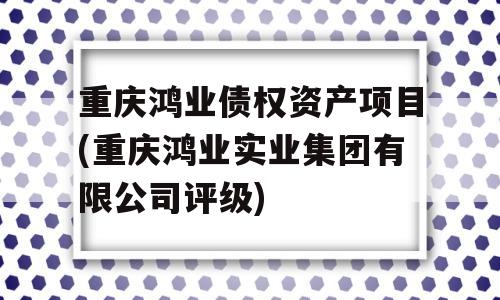 重庆鸿业债权资产项目(重庆鸿业实业集团有限公司评级)