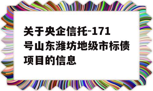 关于央企信托-171号山东潍坊地级市标债项目的信息