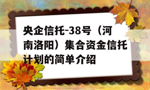 央企信托-38号（河南洛阳）集合资金信托计划的简单介绍