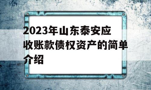 2023年山东泰安应收账款债权资产的简单介绍