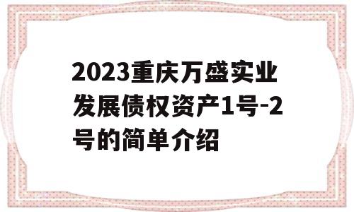 2023重庆万盛实业发展债权资产1号-2号的简单介绍