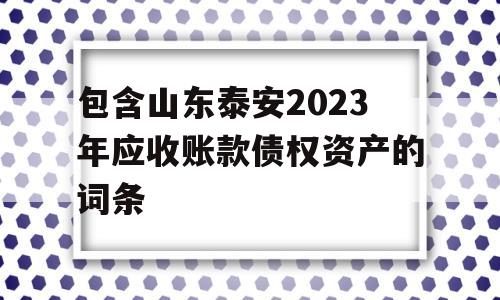 包含山东泰安2023年应收账款债权资产的词条