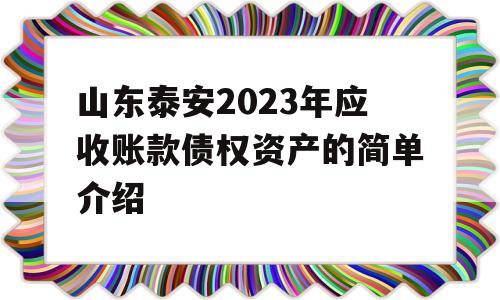 山东泰安2023年应收账款债权资产的简单介绍