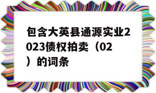 包含大英县通源实业2023债权拍卖（02）的词条