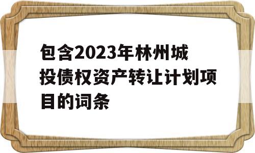 包含2023年林州城投债权资产转让计划项目的词条