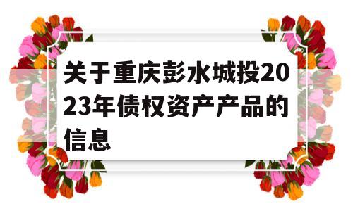 关于重庆彭水城投2023年债权资产产品的信息