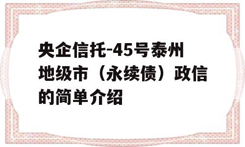 央企信托-45号泰州地级市（永续债）政信的简单介绍