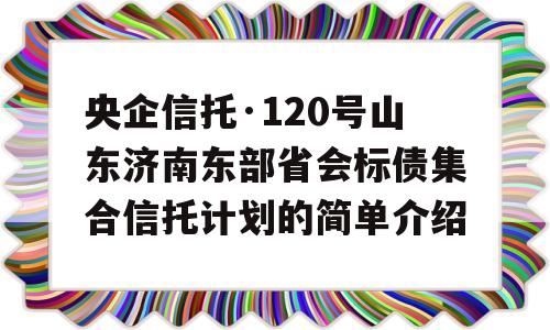 央企信托·120号山东济南东部省会标债集合信托计划的简单介绍