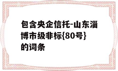 包含央企信托-山东淄博市级非标{80号}的词条