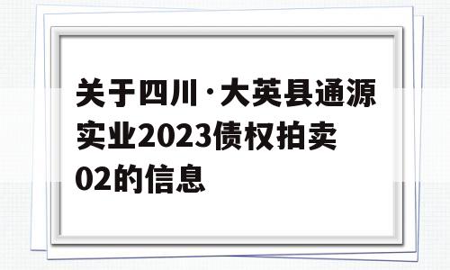 关于四川·大英县通源实业2023债权拍卖02的信息