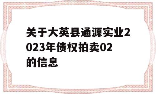 关于大英县通源实业2023年债权拍卖02的信息